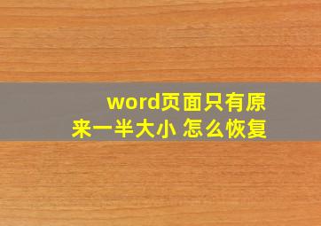 word页面只有原来一半大小 怎么恢复